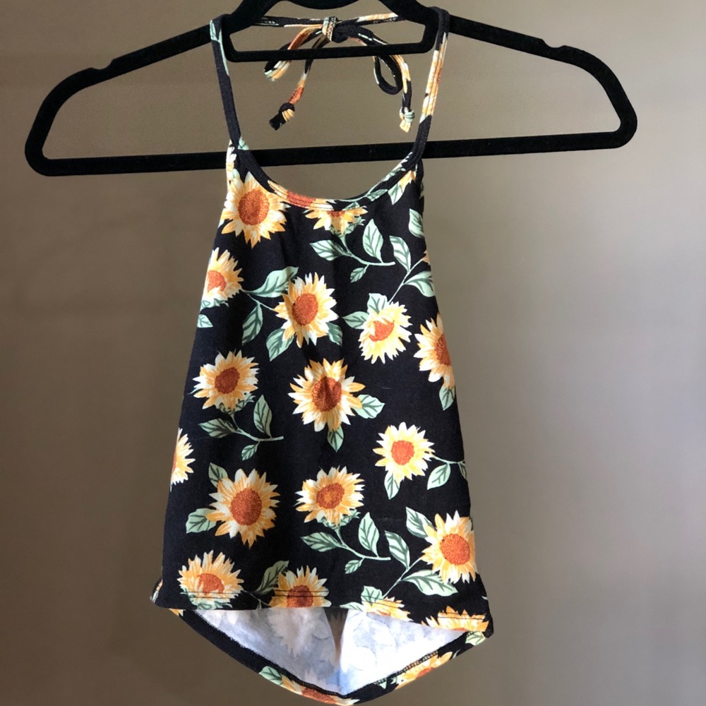 Forever 21 Floral Patterned Halter Crop